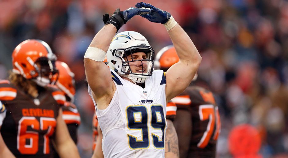 
                <strong>Defensive End: Joey Bosa (Los Angeles Chargers)</strong><br>
                Stimmen: Stats: 57 Tackles, 11,5 Sacks, 0 Interceptions, 4 Forced Fumbles
              