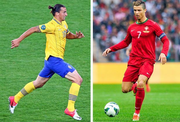 
                <strong>Erfolge im Nationalteam: 1:1</strong><br>
                Zwar nahm Ibrahimovic mit den Schweden schon an zwei WM-Turnieren (2002, 2006) teil, aber zu holen war dort nichts. Ronaldo kann immerhin ein Finale bei einer EM (2004) und den vierten Platz bei einer WM (2006) verbuchen
              