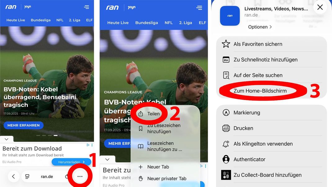 iPhone - so speicherst Du ran.de auf Deinem Startbildschirm 
