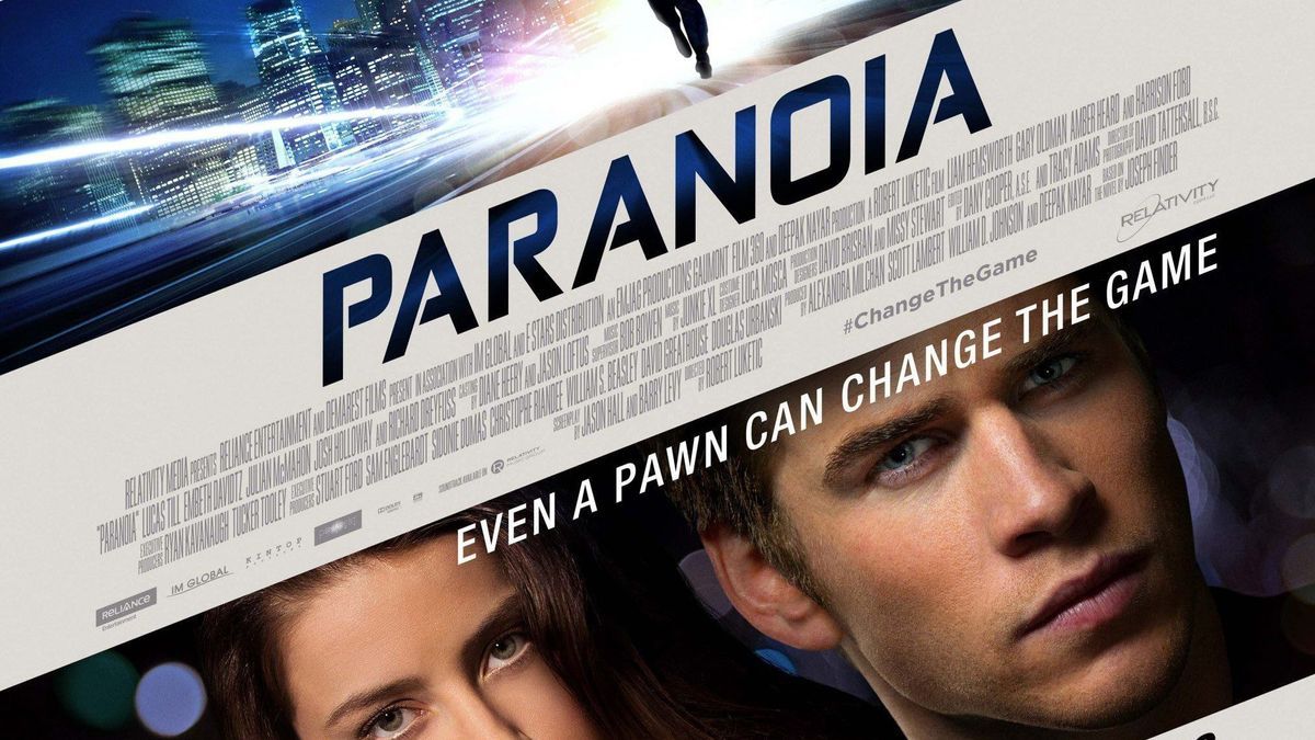 Filmposter des Films "Paranoia" (2013) mit Harrison Ford, Gary Oldman, Liam Hemsworth und Amber Heard.