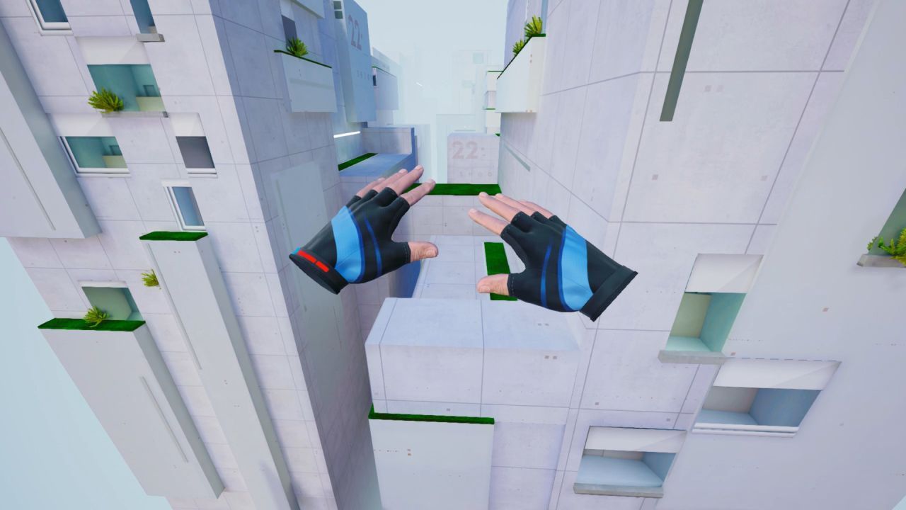 Im VR-Action-Spiel "Stride" schwingst du dich über die Dächer einer futuristischen Großstadt. Auch Springen, Rollen, Kämpfen und Schießen gehören zu deinen Aufgaben.