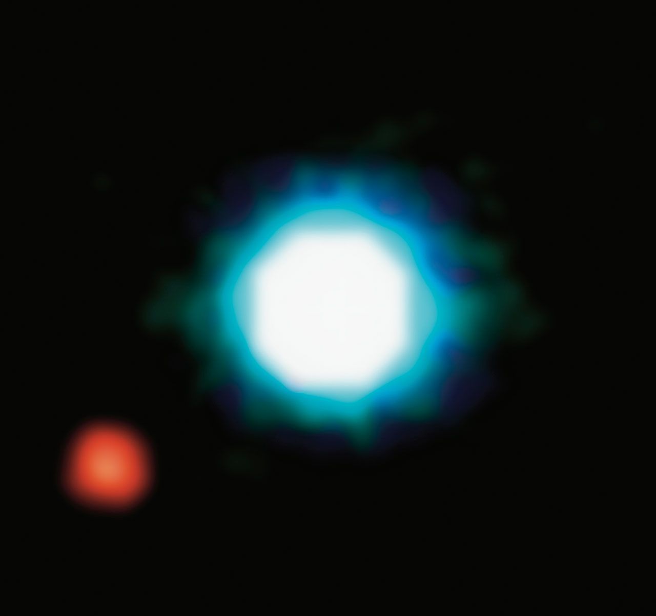 Shooting mit einem Exo-Planeten: 2005 nahm ein Teleskop der Europäischen Südsternwarte in Chile ein Bild von 2M1207b auf. Das Besondere: Er ist fünfmal größer als Jupiter, der größte Planet in unserem Sonnensystem - und doppelt so weit weg wie Neptun, der am weitesten entfernte.