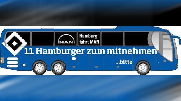 
                <strong>HSV-Mannschaftsbus: Fan-Kreationen</strong><br>
                Der Hamburger SV will zusammen mit Partner MAN mit der Möglichkeit zur Mitgestaltung des neuen Mannschaftsbuses eine Brücke zu den Fans bauen. Neben einigen ernst gemeinten Vorschlägen kamen aber auch viele lustige Kreationen dabei raus. Immer wieder thematisiert wird das Relegationsglück der Hanseaten.
              