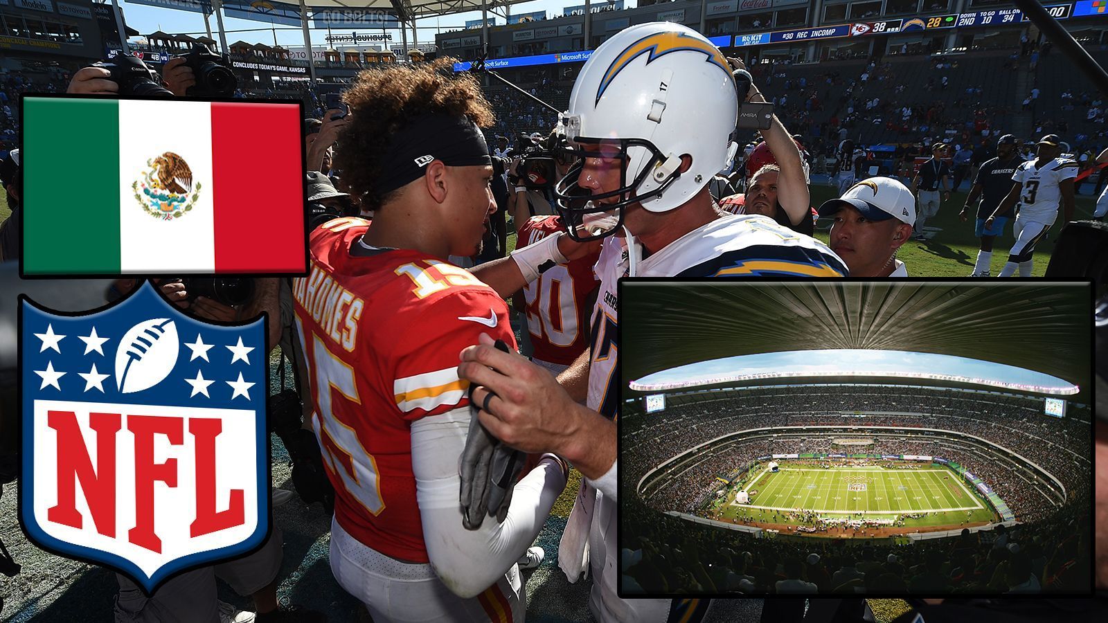 <strong>2019 in Mexiko City: Los Angeles Chargers vs. Kansas City Chiefs</strong><br>
                Nachdem das Spiel der Chiefs ein Jahr zuvor gegen die Rams abgesagt werden musste, traten 2019 die Chargers gegen Kansas City an. In einem unspektakulären Spiel zogen die Chiefs im dritten Viertel mit 24:9 davon, ein Chargers-Comeback wurde in der letzten Minute nach der vierten Interception von Philip Rivers vereitelt. Kansas City gewann so glanzlos 24:17.
