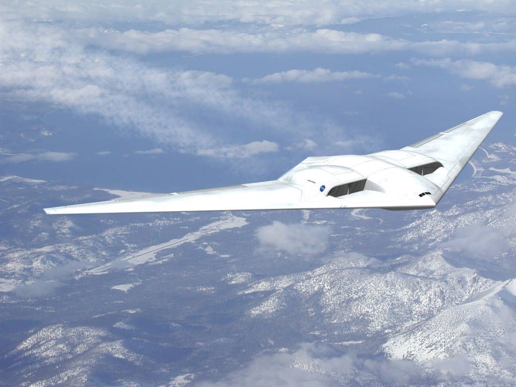 Noch ein Modell von Northrop Grumman. Dieses Konzept basiert auf dem extrem aerodynamischen "Flying Wing"-Design.