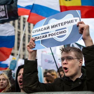 Demonstration für freies Internet in Moskau