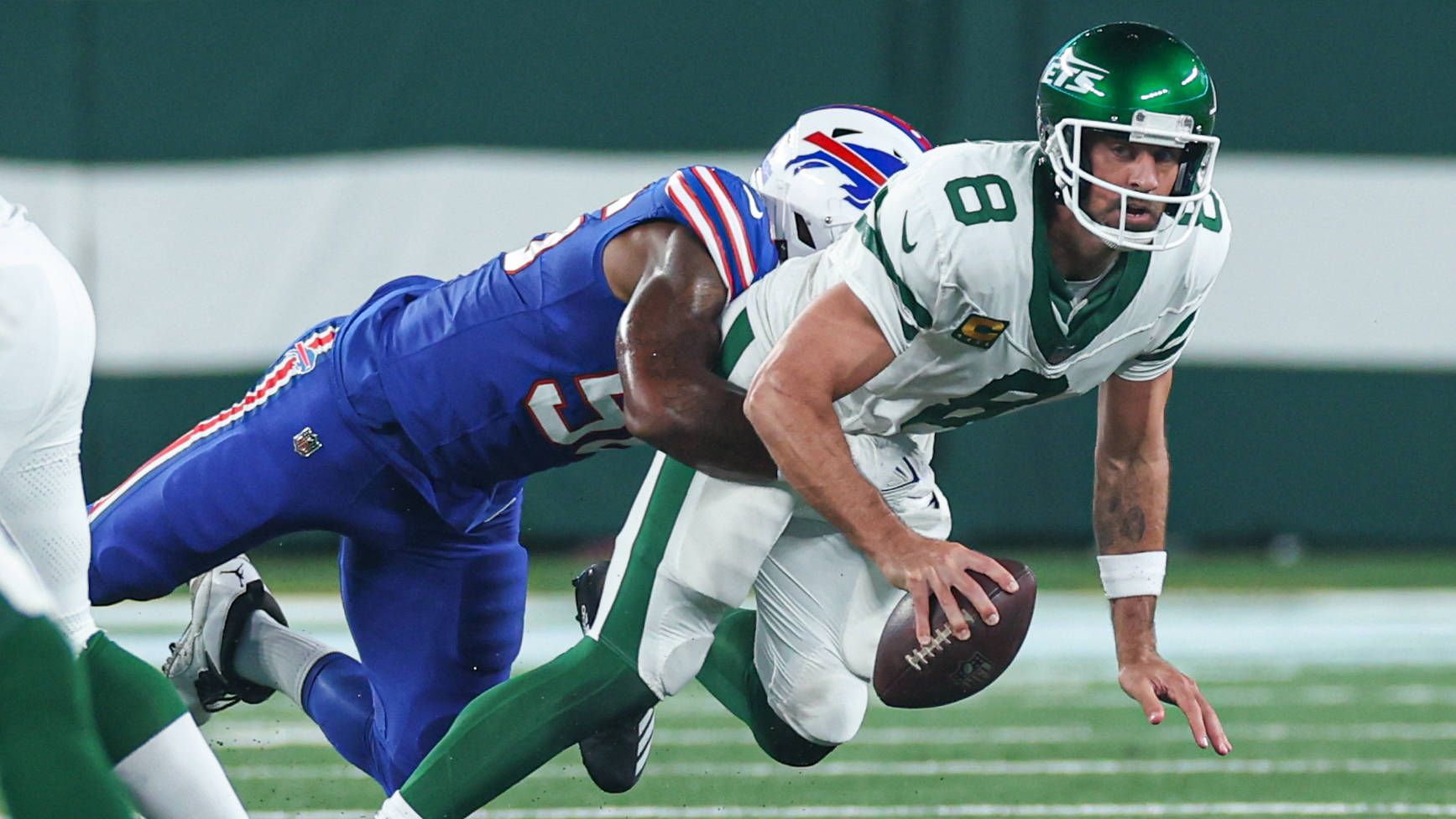 <strong>Aaron Rodgers (QB, New York Jets)</strong><br>Achillessehnenriss<br>2023 im Spiel gegen die Buffalo Bills