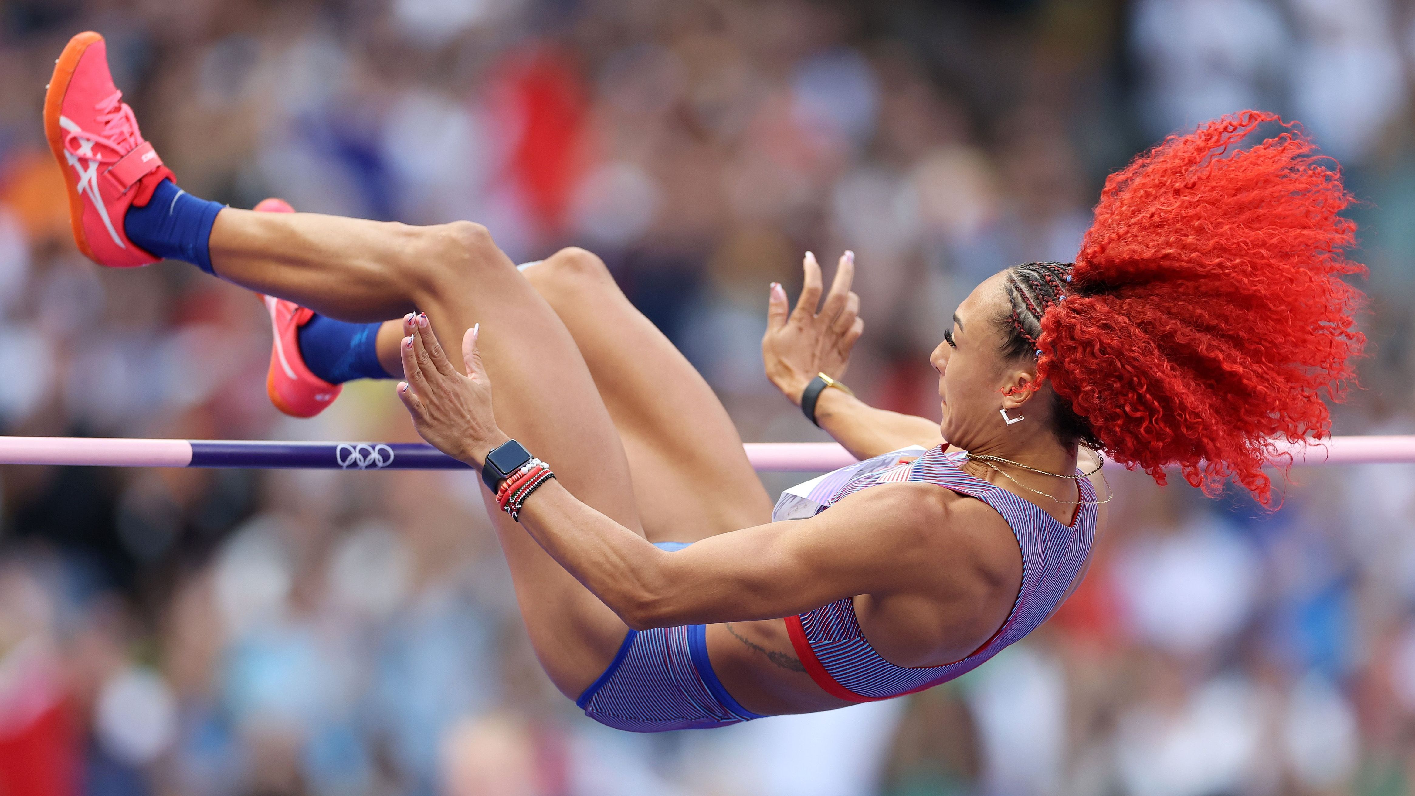 <strong>Olympia 2024: Die besten Bilder des 13. Tages</strong><br>Taliyah Brooks fällt beim Siebenkampf nicht nur sportlich auf.