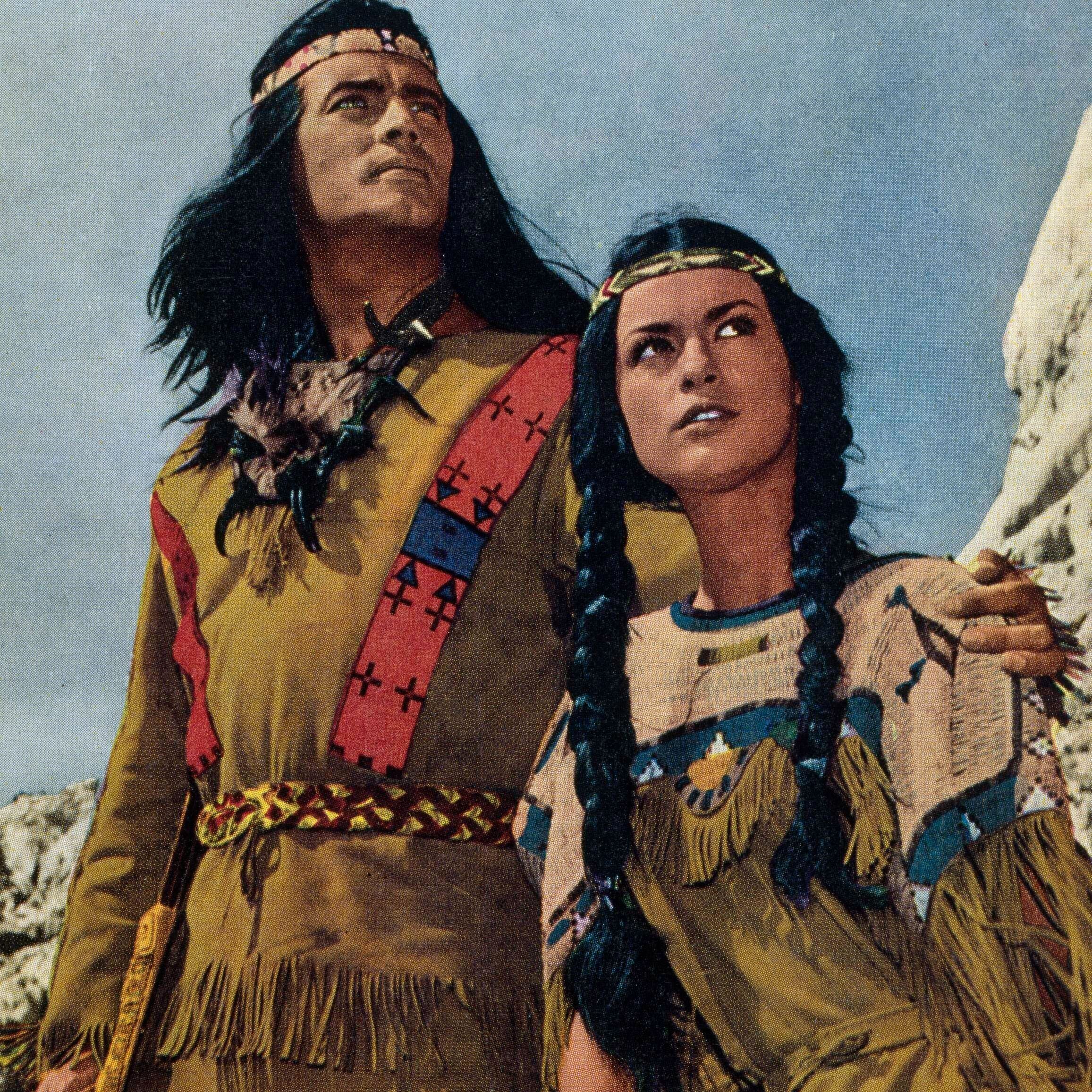 Szene mit Pierre Brice als Winnetou und Marie Versini als seine Schwester Nscho-Tsch