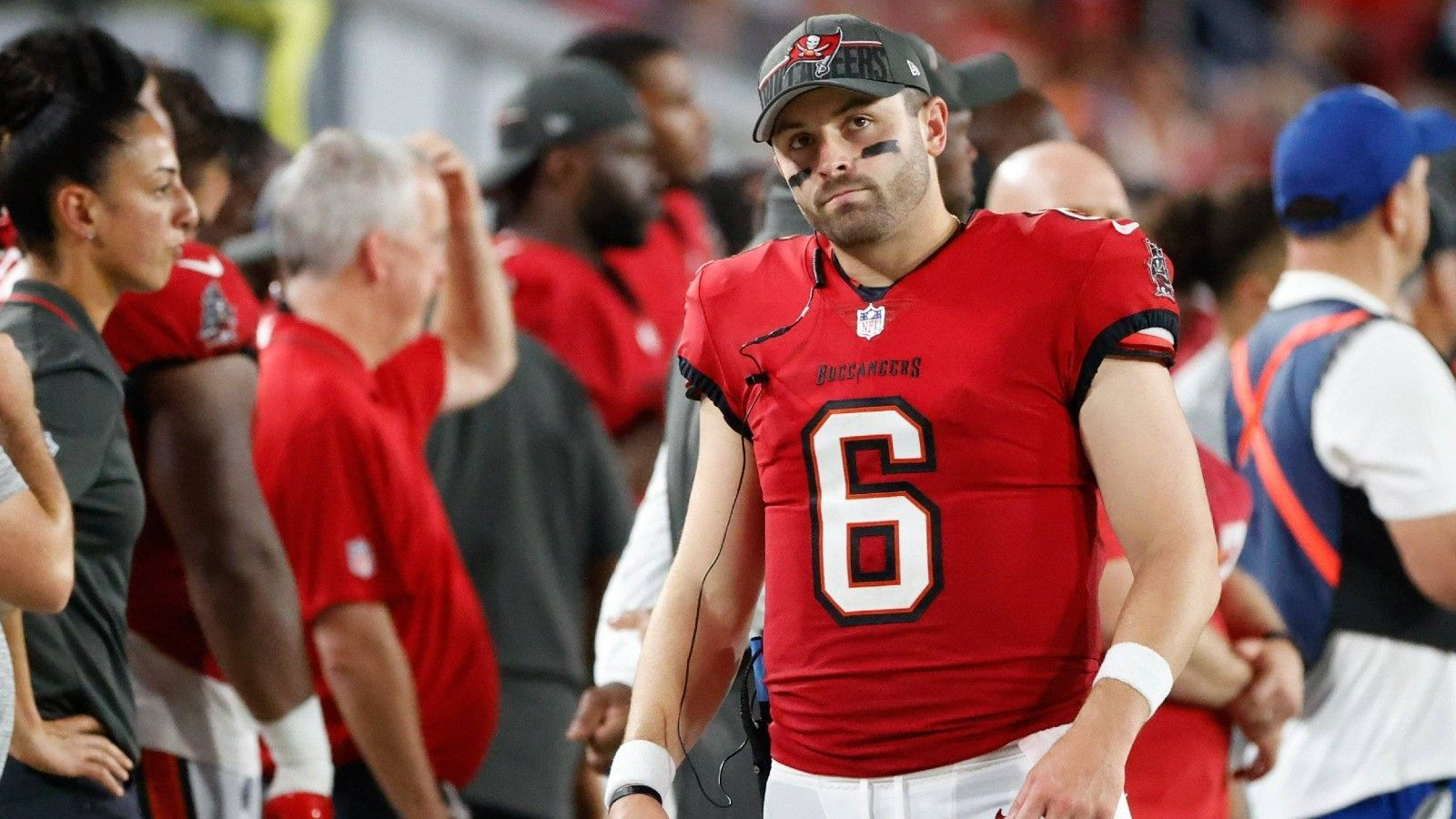 <strong>Platz 25: Baker Mayfield (Tampa Bay Buccaneers)</strong><br>Gehalt 2023: 4 Millionen Dollar<br>Setzt sich zusammen aus: Grundgehalt 1,12 Mio. + Signing Bonus 2,88 Mio.