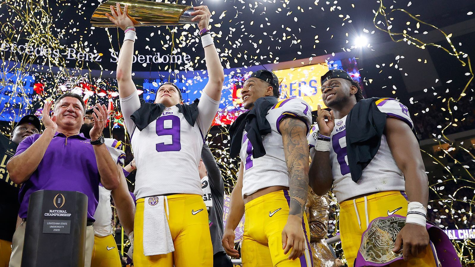 
                <strong>Diese LSU-Talente können den NFL Draft 2020 aufmischen</strong><br>
                16 LSU-Spieler dürften kommenden Woche hoffen, dass sie im NFL Draft (in der Nacht von 23. auf den 24. April ab 1.45 Uhr live auf ProSieben MAXX und ran.de) gewählt werden. Damit würde die Universität einen neuen Rekord aufstellen. 2004 gelang 14 Spielern der Ohio State University der Sprung durch den Draft in die NFL. LSU scheint gute Chancen zu haben, diese Anzahl zu überbieten. ran.de stellt die ehemaligen Schützlinge von Head Coach Ed Orgeron vor.
              