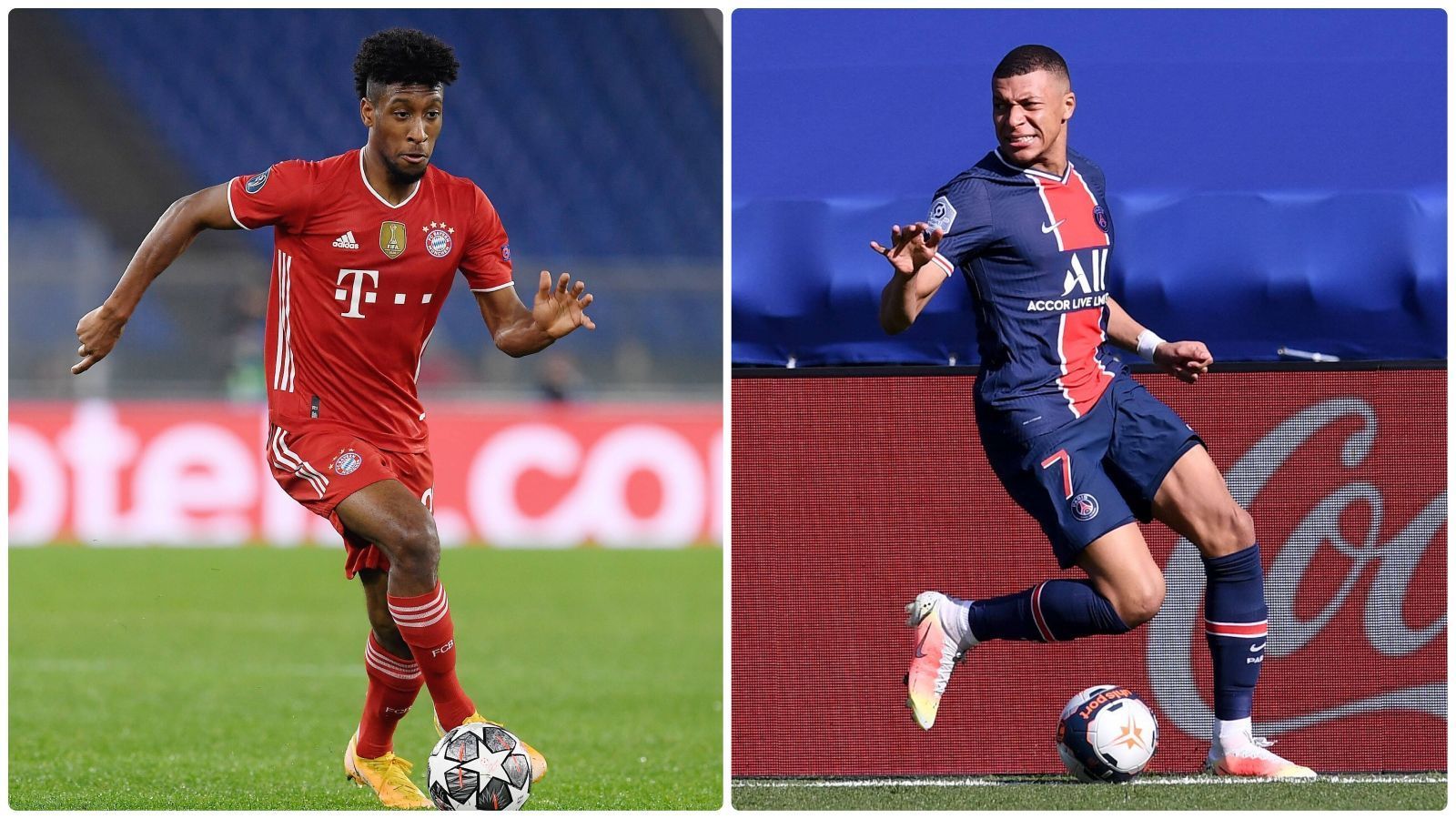 
                <strong>Linker Flügelspieler: Kingsley Coman vs. Kylian Mbappe</strong><br>
                Coman ist neben Serge Gnabry der einzige Flügelspieler im FCB-Kader, der in der laufenden Runde konstant gute Leistungen abruft. Allerdings bekommt er es im Head-to-Head-Vergleich mit Kylian Mbappe zu tun, dem Top-Torjäger der Ligue 1 und einem der besten Fußballer der Welt. Beide sind pfeilschnell und stark im Eins-gegen-Eins, in Sachen Abschlussqualitäten und Torgefahr kann Coman seinem Widersacher aber nicht das Wasser reichen. Punkt für den Franzosen. 7:3  
              