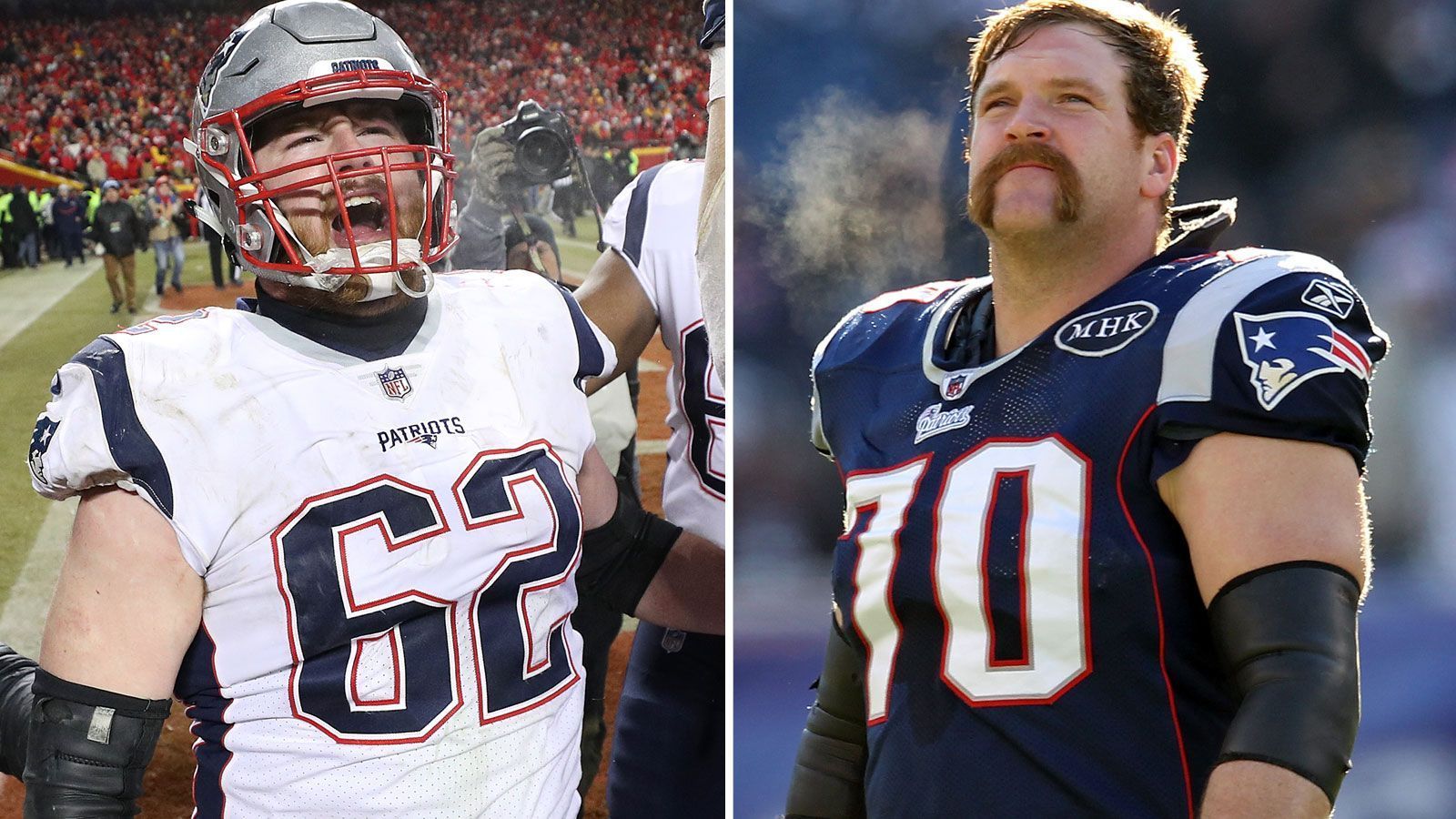 
                <strong>Guard</strong><br>
                Joe Thuney (l.)bei Patriots: seit 2016Erfolge: zwei Super-Bowl-SiegeLogan Mankinsbei Patriots: 2005 bis 2013Erfolge: siebenmaliger Pro Bowler
              