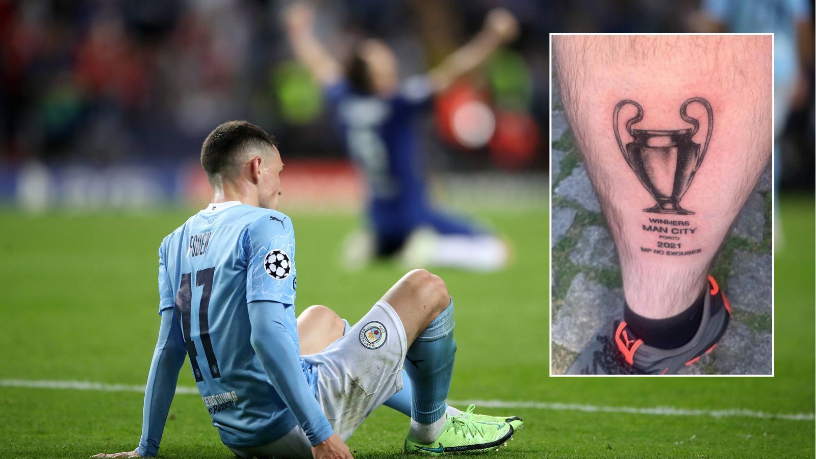 
                <strong>Zu früh gefreut! ManCity-Fan mit Henkelpott-Tattoo vor Final-Pleite</strong><br>
                Ein Anhänger von Manchester City war sich vor dem Champions-League-Finale 2021 in Porto gegen Chelsea (0:1) so siegessicher, dass es sogar unter die Haut ging. Er ließ sich ein Tattoo des Henkelpotts schon vor dem Endspiel stechen. "Winners ManCity Porto 2021" war auf der Wade des City-Fans zu lesen. Blöd nur, dass die Guardiola-Elf anschließend eben nicht die Champions League gewann. 
              