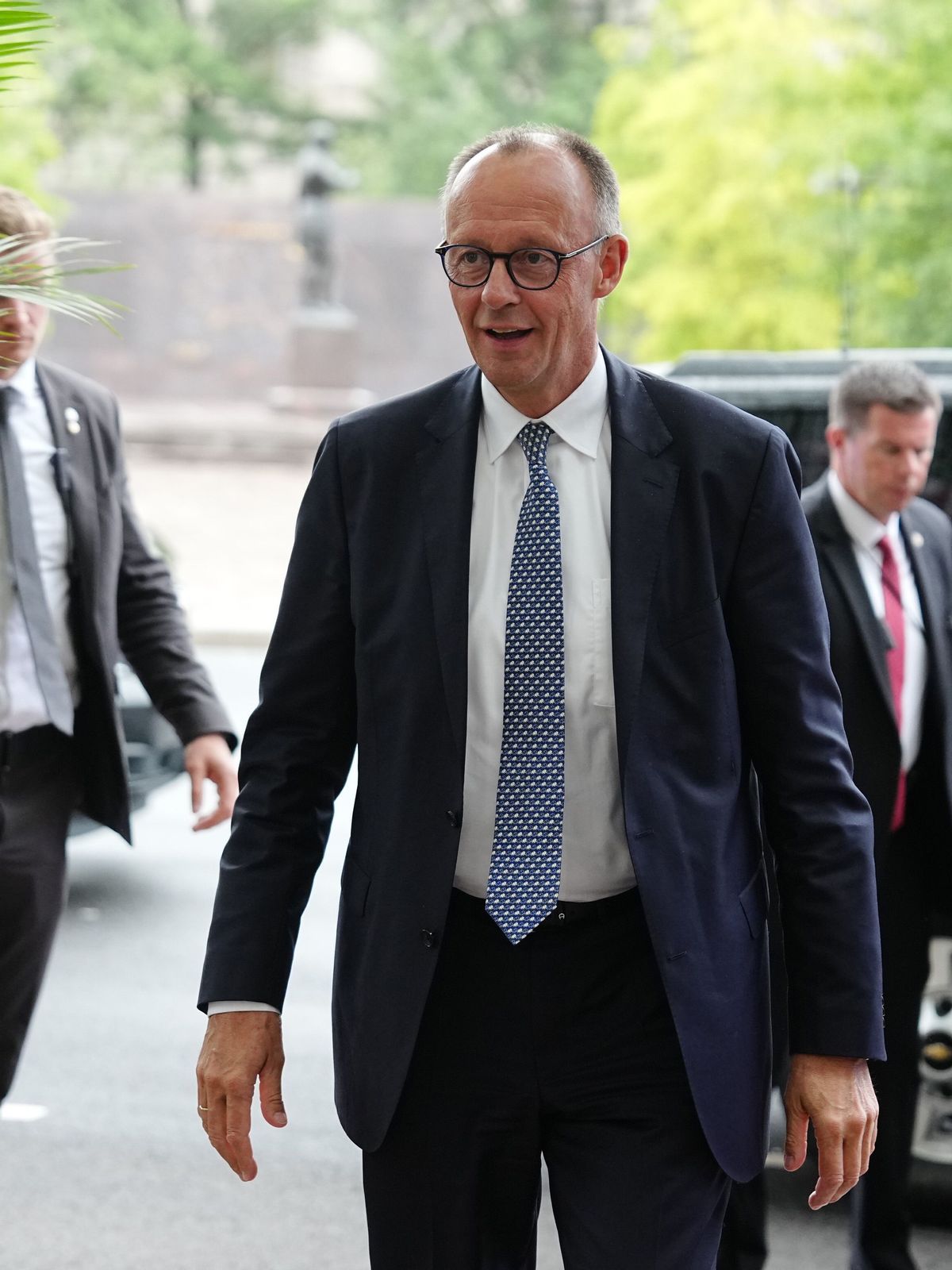 Bundeskanzler Friedrich Merz nach einem Spitzentreffen von US-Präsident Trump und dem ukrainischen Präsidenten Selenskyj mit europäischen Staats- und Regierungschefs im Weißen Haus.