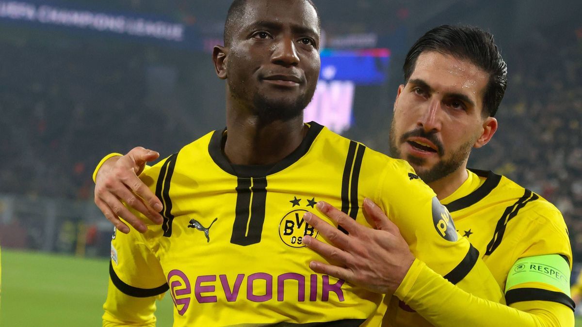 Dortmund, Deutschland 11. Dezember 2024: Champions League - 2024 2025 - Borussia Dortmund vs. FC Barcelona, Barca Im Bild: v.li. der Zweite Torschütze Serhou Guirassy (BVB) jubelt nach seinem Tor z...