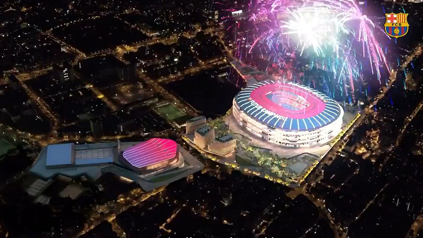 
                <strong>Der Traum vom neuen Camp Nou</strong><br>
                Und so sähe der sanierte Komplex am Ende aus – inklusive Feuerwerk.
              