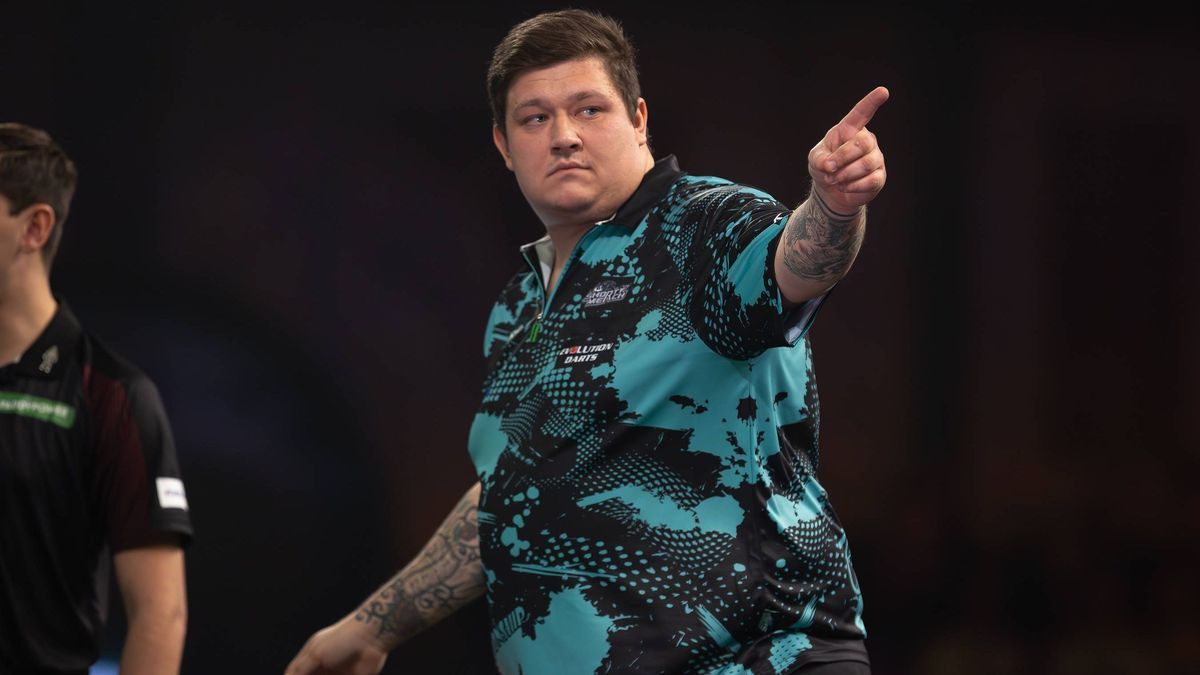 Paddy Power 2024 World Darts Championship Kai Gotthardt (GER) in his Second Round match against Stephen Bunting (ENG) (not in picture) during the 2025 Paddy Power World Darts Championship at Alexan...