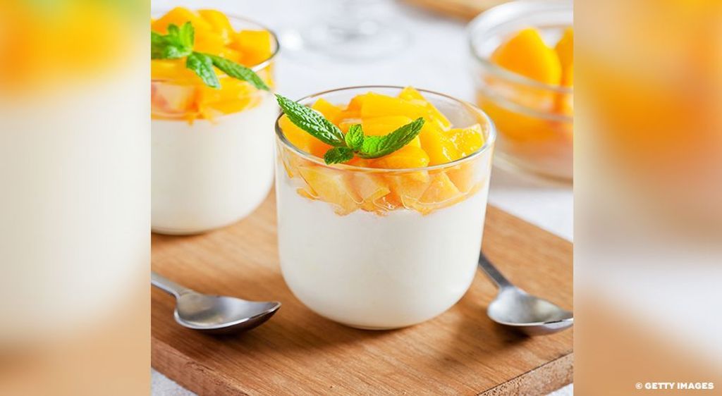 3-Gänge Camping-Menü: Karamellisierte Pfirsiche mit Vanillecreme