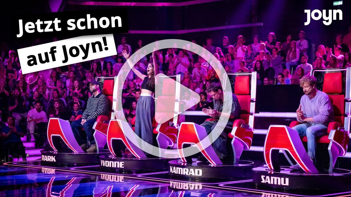 Joyn-Teaser für "The Voice of Germany" 2024 mit Mark Forster, Yvonne Catterfeld, Kamrad und Samu