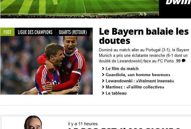 
                <strong>L'Équipe</strong><br>
                "Bayern fegt die Zweifel bei Seite"
              