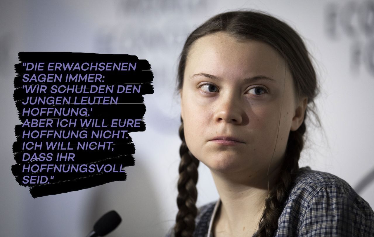 22. Januar 2019: Auf dem Weltwirtschaftsforum im Schweizerischen Davos zeigt Greta ein weiteres Mal, wie wichtig es sei, sich auch als junger Mensch für das Klima einzusetzen.