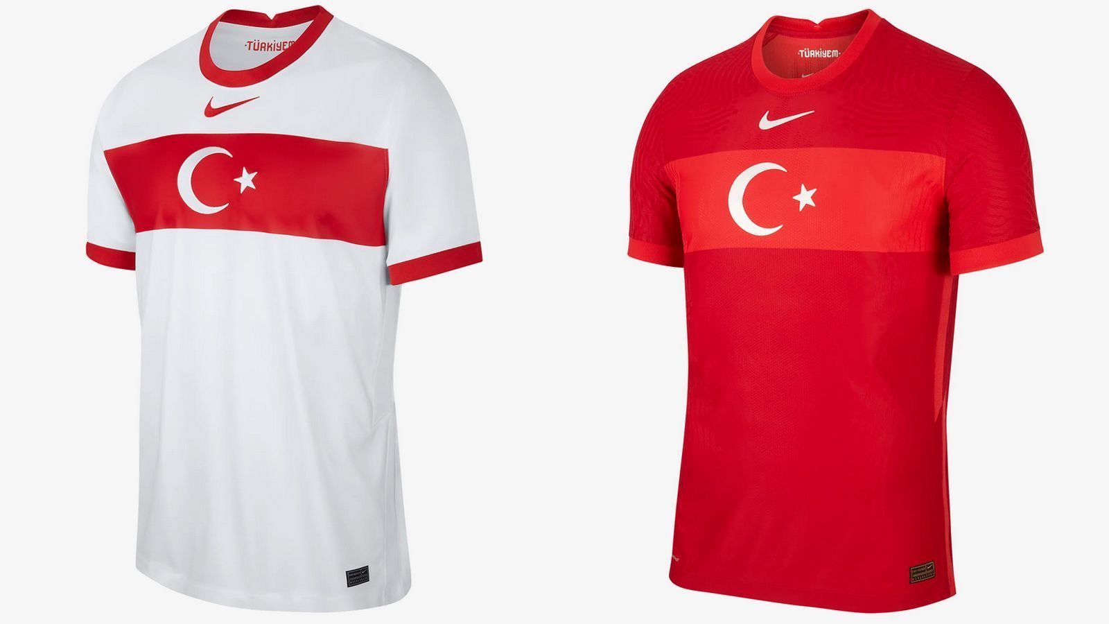 
                <strong>Türkei</strong><br>
                Auftritt in weiß und rot: Das rote Brustband sticht vor allem beim Heimtrikot direkt ins Auge. Im Inneren des Trikots steht "Türkiyem". Die türkische Nationalmannschaft trifft in der Nations League auf Ungarn, Russland und Serbien.
              