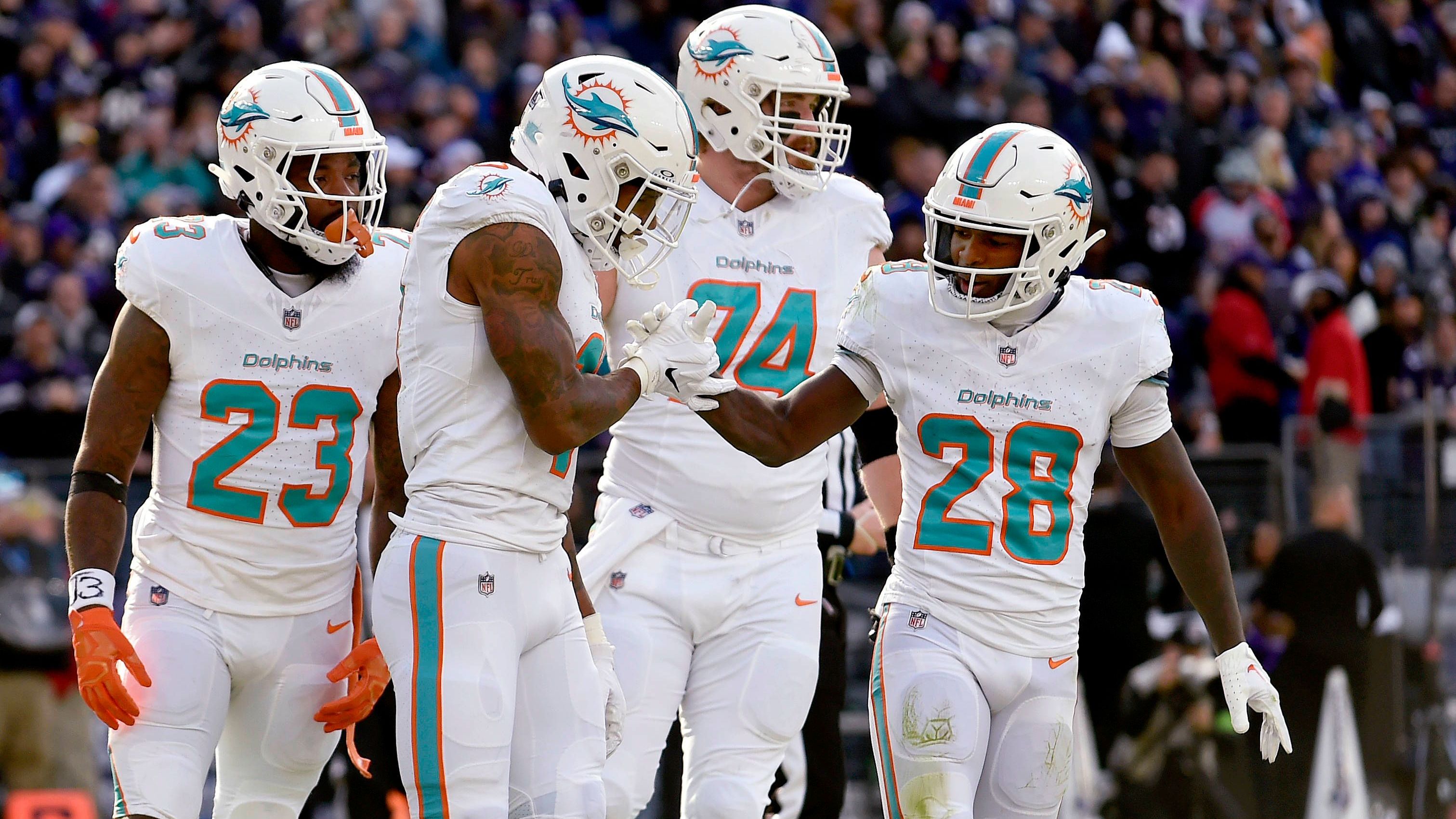 <strong>Platz 25 (geteilt): Miami Dolphins - 1 Jahr</strong><br>Zuletzt ohne gegnerische Punkte:  2023<br>Spiel gegen: New York Jets (30:0)