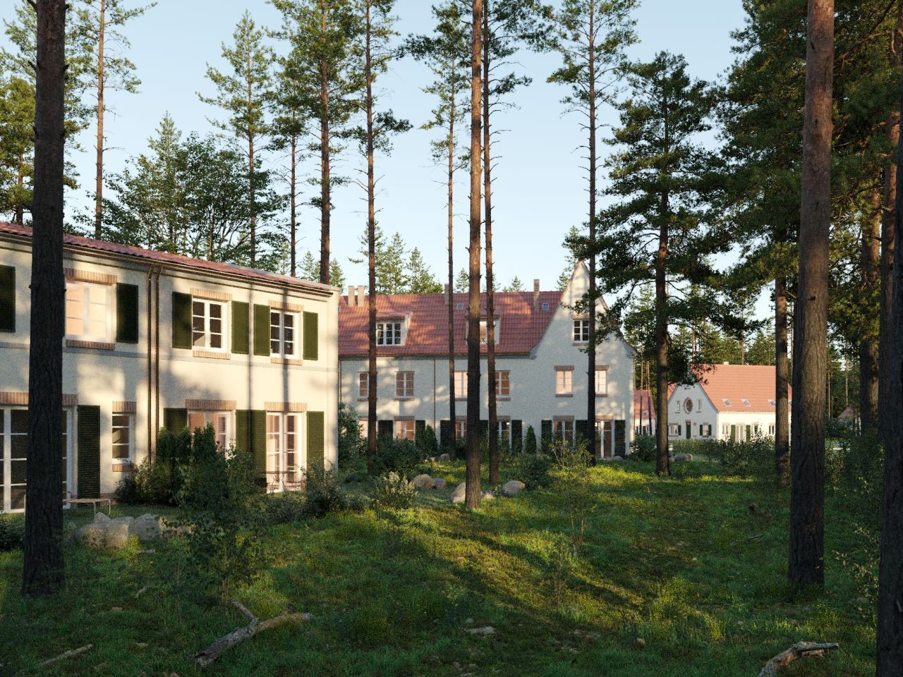 Aus alt mach neu: Die Wohnungen fügen sich in die grüne Wald-Landschaft ein.