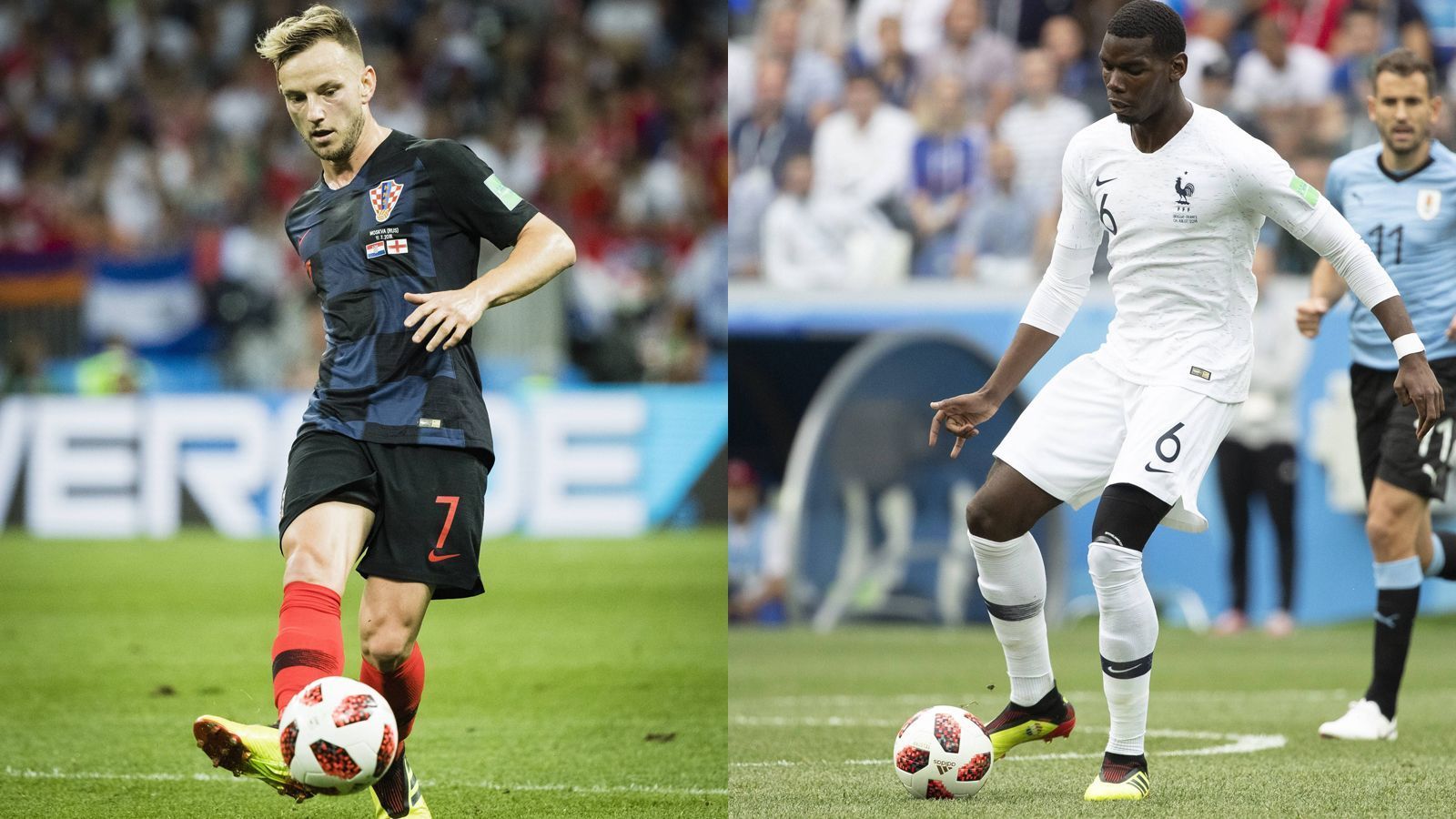 
                <strong>Ivan Rakitic vs. Paul Pogba</strong><br>
                Beim FC Schalke 04 war Ivan Rakitic noch ein Talent, beim FC Barcelona wurde er zum Weltklassespieler. Der Spielgestalter leitet mit seinen millimetergenauen Pässen viele Angriffe ein, kann mit seinem starken rechten Fuß aber auch selber Tore erzielen. Paul Pogba, der einst teuerste Spieler der Welt, mag manchmal dynamischer erscheinen, setzt aber nicht so viele Offensivakzente wie Rakitic. Auf dieser Position ist also Kroatien im Vorteil. 5:2 Frankreich
              