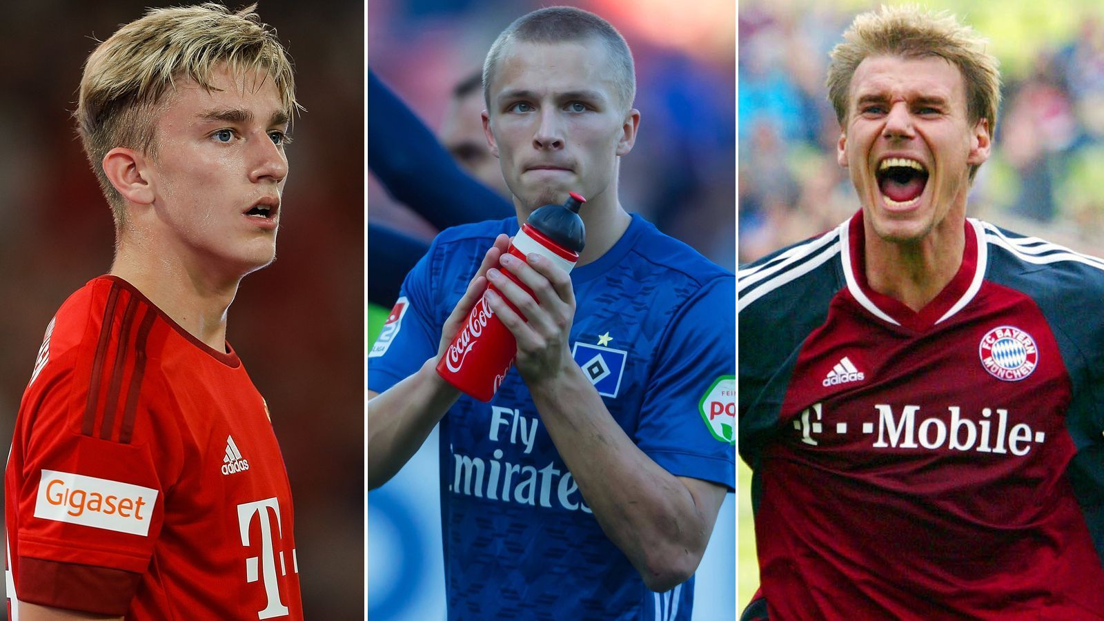 
                <strong>So schlugen sich die Teenager-Transfers des FC Bayern</strong><br>
                Jann-Fiete Arp (Mi.) ist der Nächste: das aktuelle HSV-Talent wird als nächster Teenager versuchen, sich beim großen FC Bayern durchzusetzen, denn die Münchner haben sich den Stürmer vorzeitig gesichert. ran.de zeigt in einer Auswahl, wie sich seine prominentesten Vorgänger als Teenager-Transfers beim deutschen Rekordmeister geschlagen haben. 
              