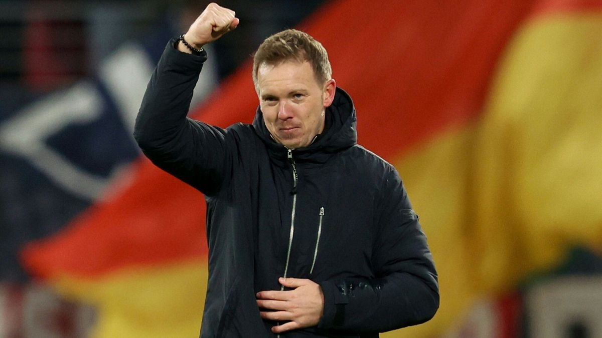 Bundestrainer Julian Nagelsmann jubelt in Leipzig