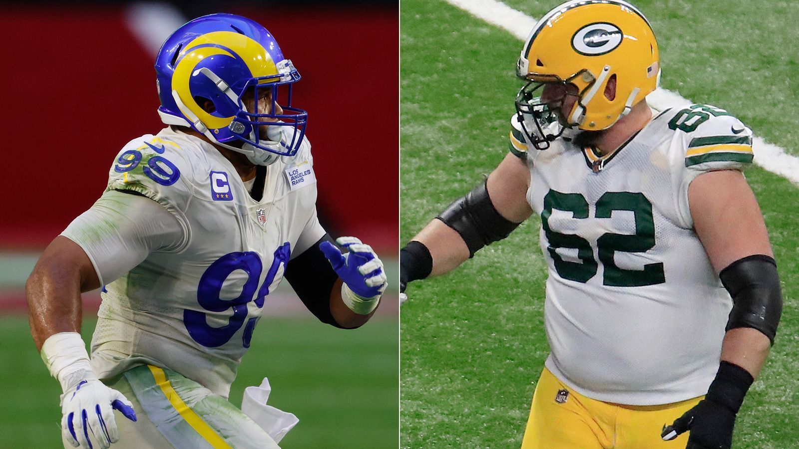 
                <strong>Rams at Packers: Aaron Donald vs. Lucas Patrick</strong><br>
                Den Anfang machen am Samstagabend die Los Angeles Rams bei den Green Bay Packers (22:20 Uhr auf live auf ProSieben und ran.de). Die Ausgangslage lässt sich recht einfach zusammenfassen: die Rams stellen die beste Defense der Liga, die Packers die beste Offense. Angeführt wird die Rams-Defense von Aaron Donald, der Defensive Tackle ist der derzeit wohl beste Verteidiger der NFL. Donald sammelte 13,5 Sacks in der Regular Season und zwei weitere beim Playoff-Sieg gegen Seattle. Auch von der schmerzhaften Rippenverletzung, die er sich gegen Seahawks zuzog, wird sich der 29-Jährige nicht aufhalten lassen. Für die Packers wird es eine schwierige Aufgabe, Donald von Quarterback Aaron Rodgers fernzuhalten. Zumal mit dem verletzten Left Tackle David Bakhtiari ein wichtiger Spieler fehlt. Da Donald rechts und links spielen kann, wird vermutet, dass es immer wieder zu Duellen mit Right Guard Lucas Patrick kommen könnte, den die Rams als Schwachpunkt in der O-Line der Packers ausgemacht haben sollen.
              