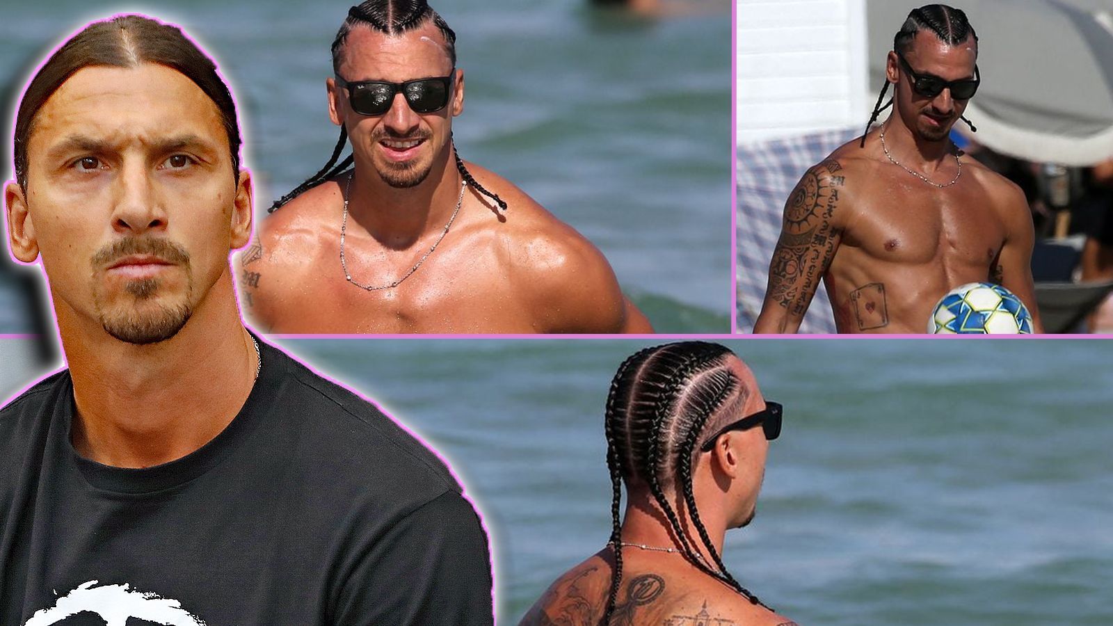 <strong>Zlatan Ibrahimovic mit neuer Frisur</strong><br>
                Neues Jahr, neues Ich! So oder so ähnlich könnte Zlatan Ibrahimovic gedacht haben. Der schwedische Ex-Profi hat seine langen Haare flechten lassen und posierte im Urlaub am Strand von Miami. 
