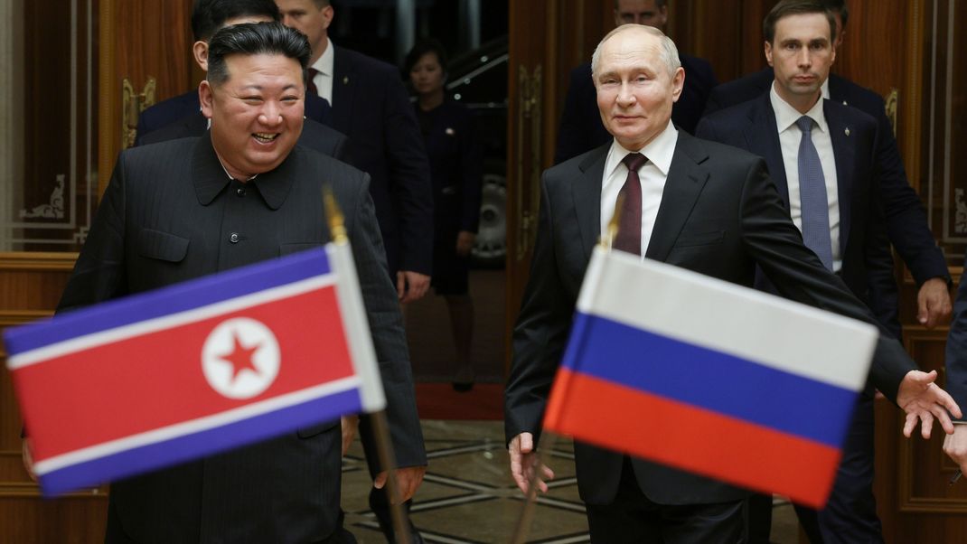 Nordkoreas Machthaber Kim Jong-un und Russlands Präsident Wladimir Putin.