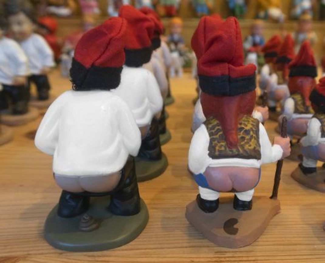 Die Krippenfigur "Caganer" ist traditionell ein katalonischer Bauer