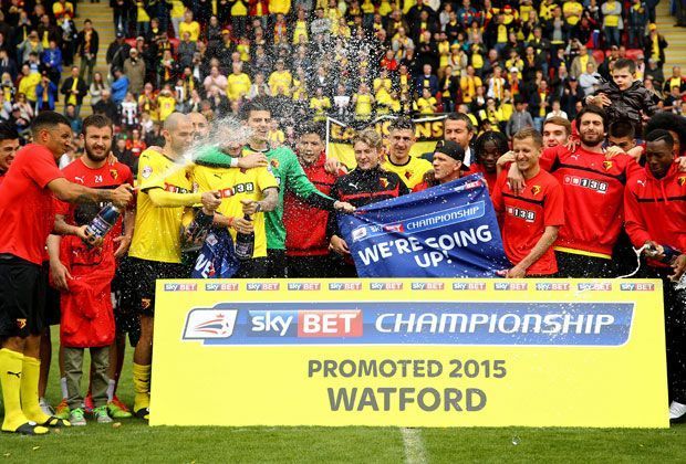 
                <strong>FC Watford</strong><br>
                Nur einen Punkt hinter Bournemouth landete Watford. Der Traditionsklub, dessen Besitzer Giampaolo Pozzo auch Eigentümer von Udine und Granada ist, bekommt zur neuen Saison trotz des Aufstieges einen neuen Trainer. Quique Sánchez Flores übernimmt bei Aufsteiger.
              