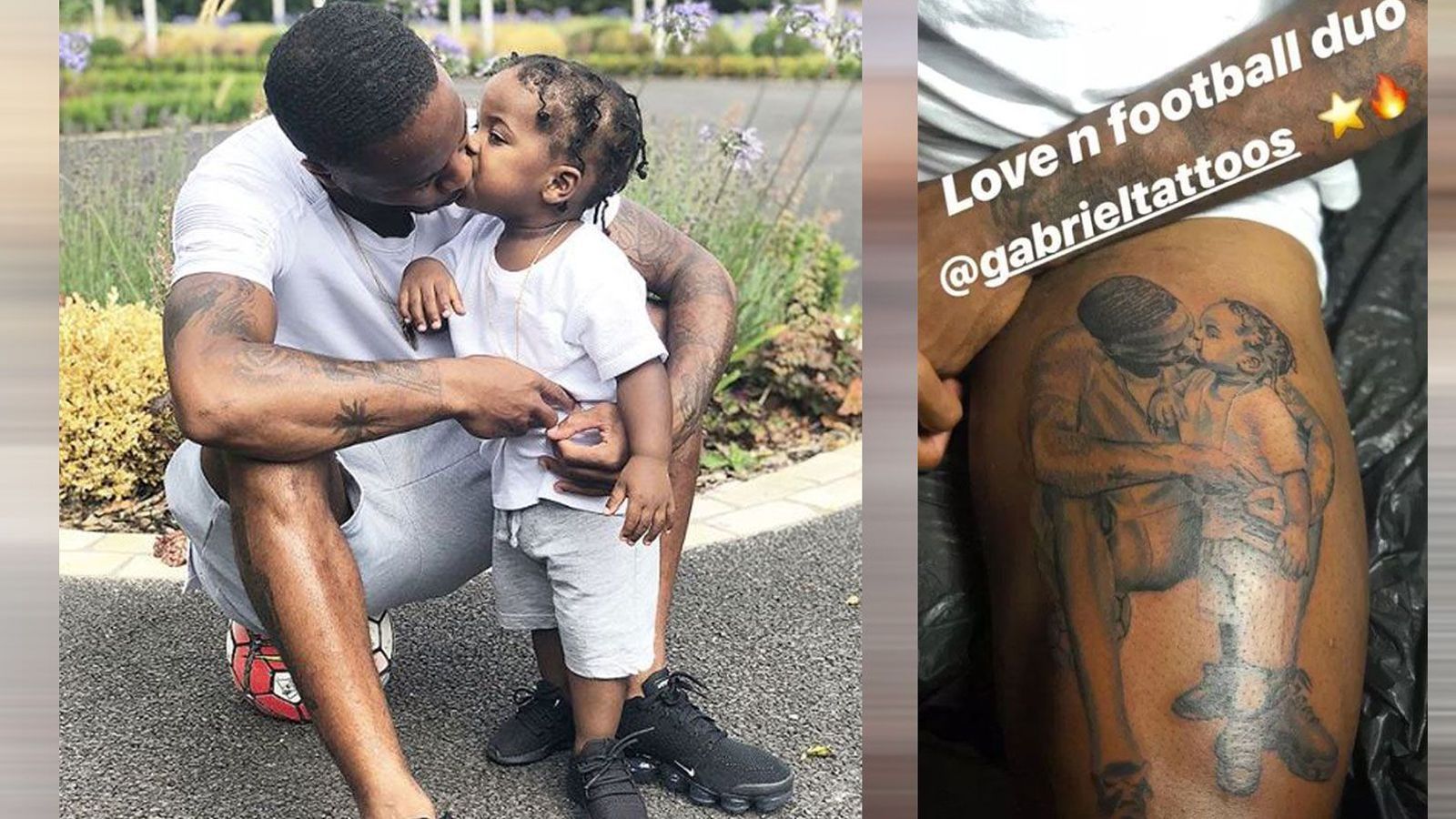 
                <strong>Raheem Sterling</strong><br>
                Liebe und Fußball - mit seinem neuen Tattoo zeigt Raheem Sterling, was ihm wirklich wichtig ist. Der Stürmer von Manchester City ließ sich ein Bild von sich und Söhnchen Thiago auf den Oberschenkel stechen. Die Vorlage hatte der stolze Vater wenige Tage zuvor auf Instagram gepostet. Zuletzt hatte Sterling mit einem ganz anderen Tattoo für Aufsehen gesorgt ...
              