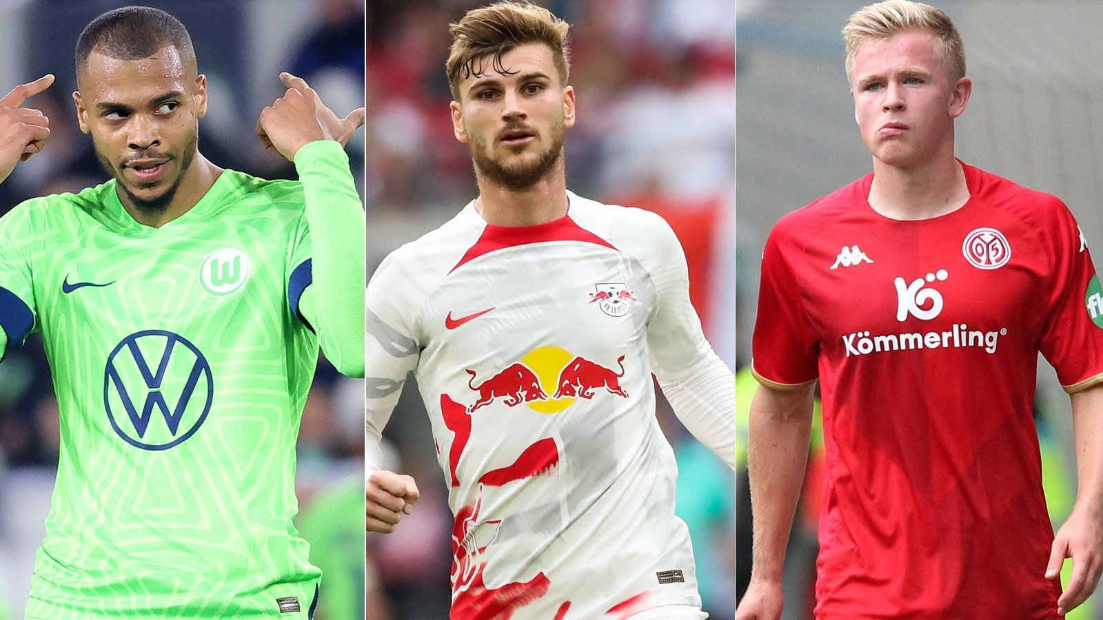 
                <strong>Stürmer: Die möglichen Optionen</strong><br>
                Mit Lukas Nmecha (l.) und Timo Werner (M.) lauern zwei bewegliche Mittelstürmer, die das Turnier in Katar nur aus Verletzungsgründen vor dem Fernseher verfolgt haben dürften. Mindestens einer von ihnen wird beim Heim-Turnier dabei sein, vermutlich sogar beide. Eher Außenseiterchancen hat der aktuelle U21-Kapitän Jonathan Burkardt (r.), genauso sieht es bei Luca Waldschmidt aus, für den es ja eine Rückkehr wäre. Legt einer dieser beiden in den kommenden anderthalb Jahren richtig los, ist das EM-Ticket aber auch zum Greifen nah. Realistisch ist eher, dass aus diesem Kreis nur Nmecha und Werner unter den Auserwählten sein werden.
              