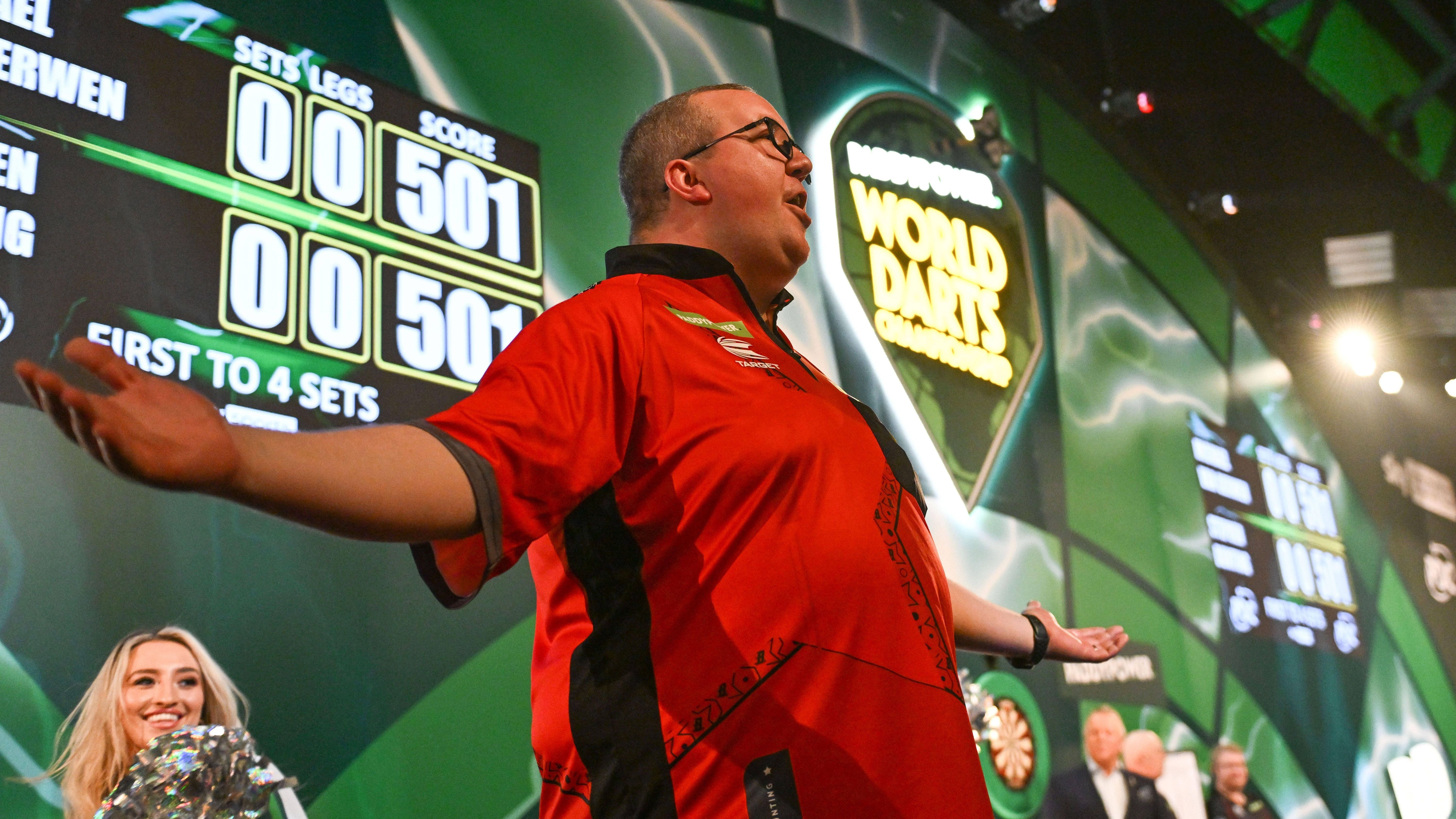 <strong>Platz 16 (geteilt): Stephen Bunting (England)</strong><br><strong>180er bei der WM 2024:</strong> 15<br><strong>Spiele bei der WM 2024:</strong>&nbsp;3 (Aus im Achtelfinale)