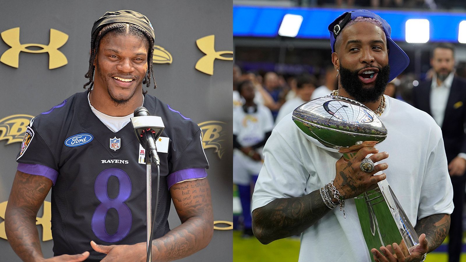 
                <strong>Baltimore Ravens </strong><br>
                Nach zähen Verhandlungen mit dem Front Office der Ravens unterschrieb Lamar Jackson einen neuen Vertrag in Baltimore. Schon vorher war klar, dass Odell Beckham Jr. sein NFL-Comeback bei den Ravens feiern wird. Sein letztes Spiel absolvierte der 30-Jährige im Super Bowl 2021, als er mit den LA Rams den Titel gewann. Kommt OBJ nach seinem Kreuzbandriss gut zurück, dürfte er die Liga zusammen mit Lamar Jackson in Atem halten.
              