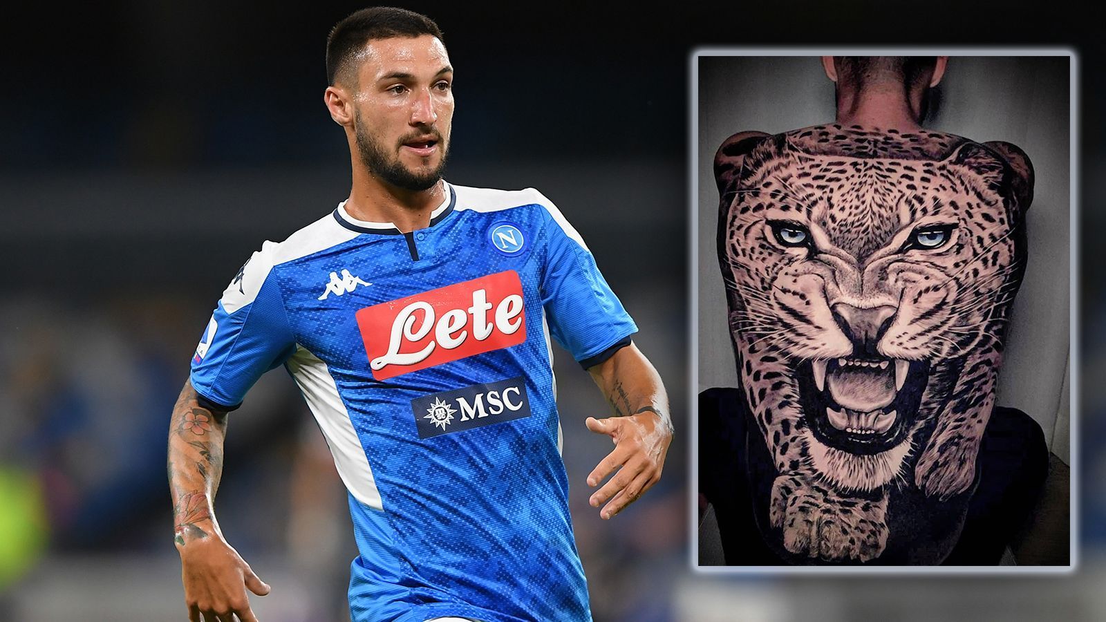 
                <strong>Matteo Politano</strong><br>
                Ob Matteo Politano in seiner Kindheit öfter mal "Eye of the Tiger" von "Survivor" gehört hat? Der offizielle Account der Champions League postete jedenfalls kurz vor dem Restart der Königsklasse (im Liveticker auf ran.de) den tätowierten Rücken des Neapel-Spielers. Darauf zu sehen: Ein Tiger, der sich über den ganzen Rücken erstreckt. Und wenn man genauer hinschaut sieht man sie: Die Augen des Tigers. 
              