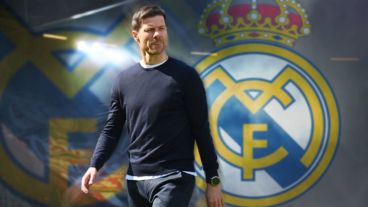 FOTOMONTAGE: Trainer Xabi ALONSO (Bayer Leverkusen) verkuendet Abschied von Leverkusen und wird Trainer von Real Madrid, ARCHIVFOTO; Einzelbild,angeschnittenes Einzelmotiv,Halbfigur,halbe Figur. **...