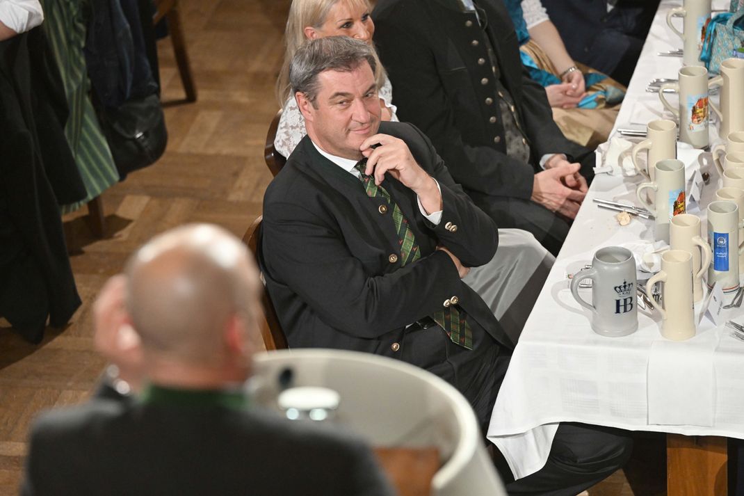 Markus Söder beim Maibock-Anstich im Hofbräuhaus in München.