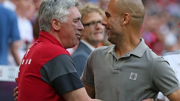 
                <strong>Carlo Ancelotti vs Pep Guardiola</strong><br>
                20:29 Uhr ist soweit: Pep Guardiola betritt wieder den Rasen in der Allianz Arena. Eine schnelle Begrüßung, kurze Umarmung mit Carlo Ancelotti. Dann geht es los mit der Seitenlinien-Show, der hier so unterschiedlichen Trainer.
              