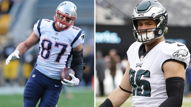 
                <strong>Wide Receiver und Tight Ends</strong><br>
                Rob Gronkowski (1084) und Brandin Cooks (1082) kommen in der Regular Season zusammen auf 2166 Receiving Yards und acht beziehungsweise sieben Touchdowns, gefolgt von "Mr. Playoff" Danny Amendola mit 659 Yards und zwei Touchdowns. Aufseiten der Eagles hat Tight End Zach Ertz mit 824 die meisten Receiving Yards, die Wide Receiver Alshon Jeffery (789) und Nelson Agholor (768) liegen knapp dahinter. Das Trio kommt zusammen auf 25 Touchdowns. Fazit: "Ohne Wenn und Aber geht das Duell an New England", sagt Coach Esume: "Ein wichtiger Punkt ist hierbei die Erfahrung der Spieler." Punkt für die Pats. 2,5:0,5.
              