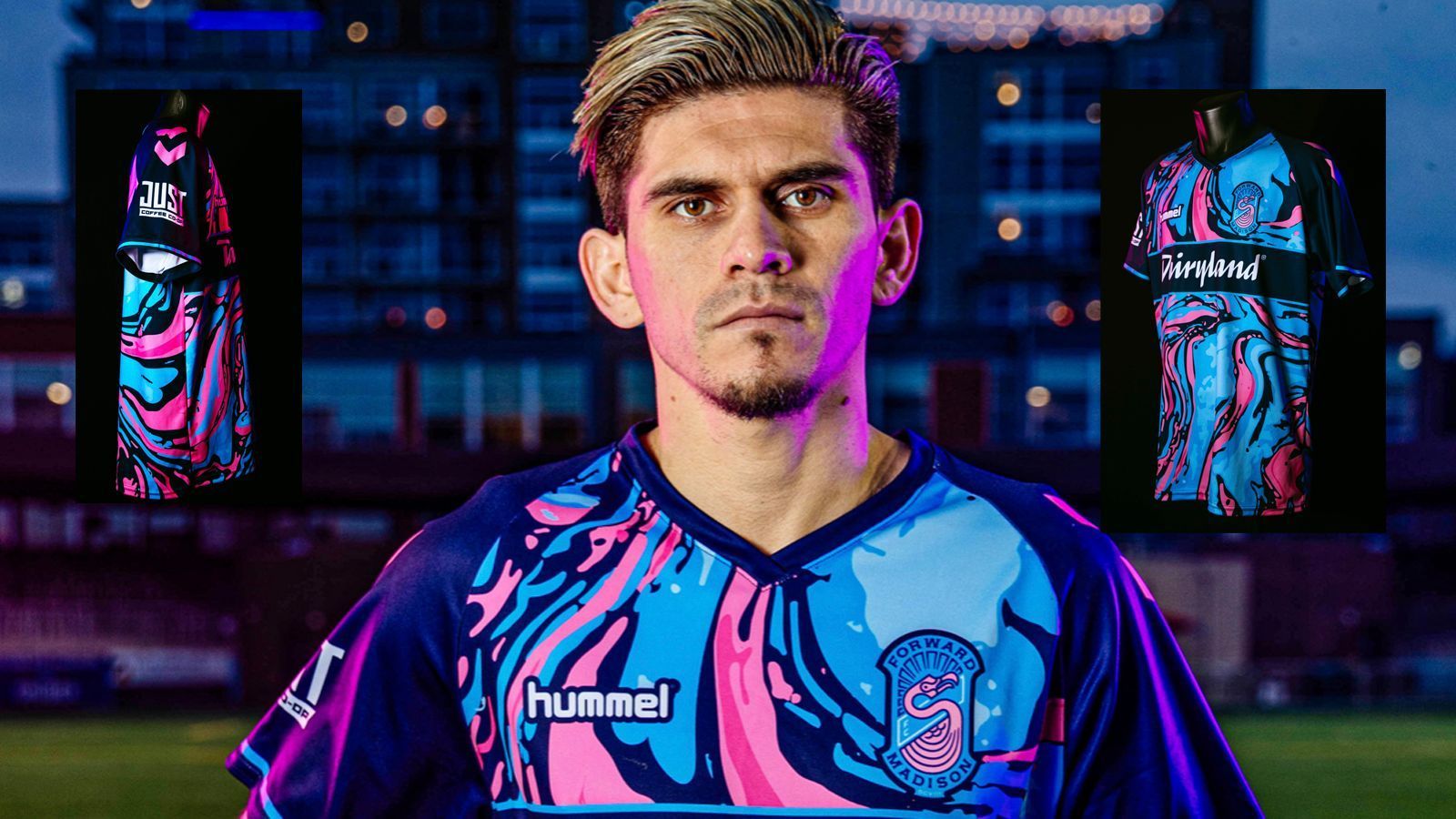 
                <strong>Forward Madison FC</strong><br>
                Der Forward Madison FC ist (mal wieder) ein Blickfang: Der Klub aus der drittklassigen US-amerikanischen USL League One präsentierte jetzt sein Ausweichtrikot für 2020 – und zeigte sich einmal mehr experimentierfreudig und farbenfroh. Das von fluoreszierendem Blau und Rosa dominierte Trikot, das den passenden Titel "Drip Kit"trägt, wurde zunächst als Kunstwerk auf Leinwand erstellt, bevor es digital auf das Trikot übertragen wurde. "Wir wollten etwas, das die Menschen in ihrem Alltag tragen können, das cooler und mehr Straßenkultur ist als das, was wir in der Vergangenheit hatten", sagte FMFC-Designer Cassidy Sepnieski: "Es trägt sich so gut. Es ist etwas, das dich zum Anhalten und Staunen bringt." Das tat das Ausweichtrikot der "Flamingos" von 2019 allerdings auch schon: Das war zum Großteil in Pink gehalten und wurde von den Hörern des Radio-Senders "SiriusXM" zum besten Trikot der Welt gewählt.
              