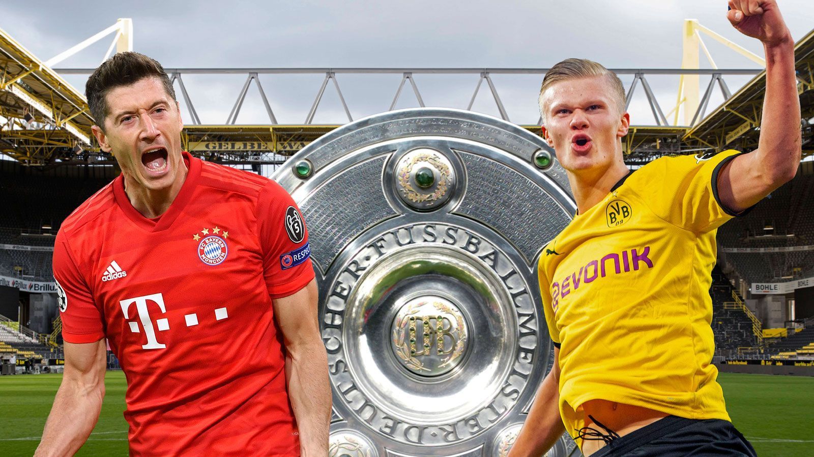
                <strong>Haaland (Borussia Dortmund) und Lewandowski (FC Bayern München)</strong><br>
                
              