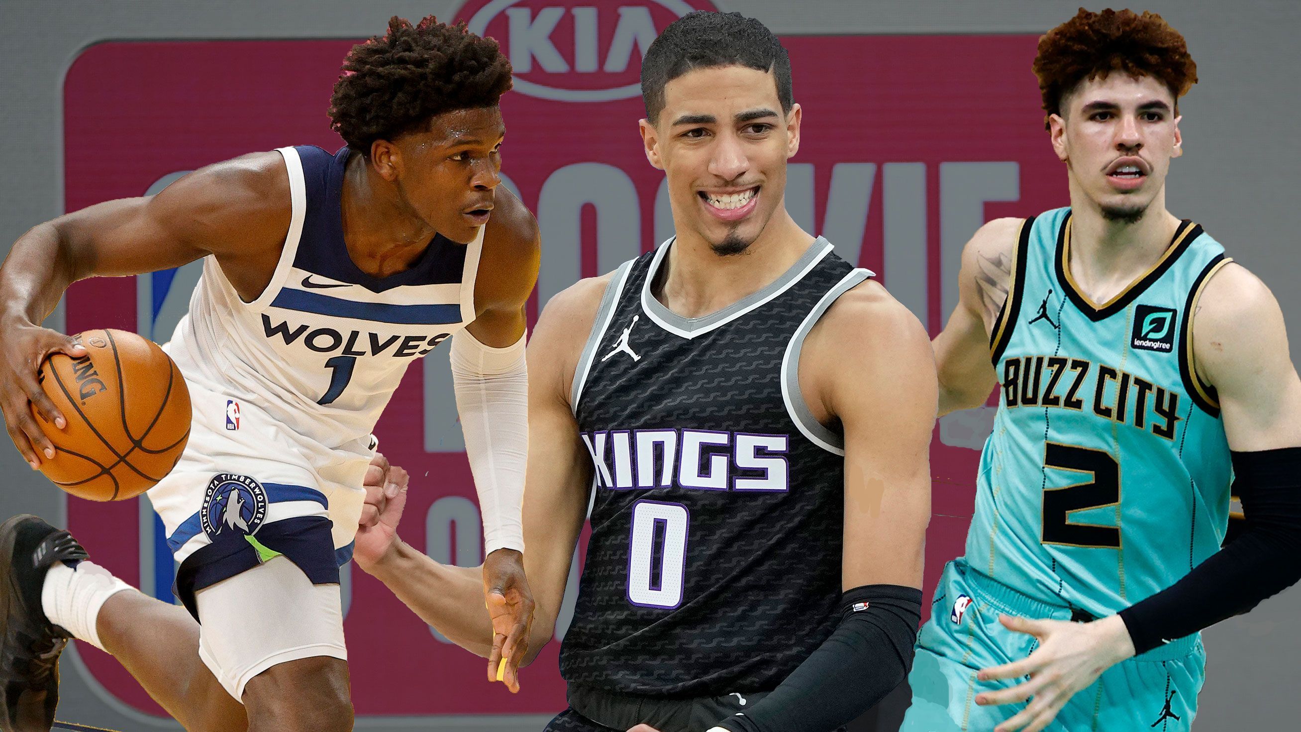 
                <strong>Rookie of the Year</strong><br>
                Die drei Finalisten: Anthony Edwards (Minnesota Timberwolves, links), Tyrese Haliburton (Sacrameto Kings, Mitte), Lamelo Ball (Charlotte Hornets, rechts).Beim Kampf um den ROTY-Award sieht das Rennen dagegen deutlich enger aus. Die drei Guards hatten in ihrer ersten NBA-Saison von Beginn an großen Einfluss und waren allesamt großes Entertainment. Eine Playoff-Teilnahme blieb allen dreien aber noch verwehrt, einzig Lamelo Ball brachte es zumindest in das Play-In-Tournament. Edwards ist mit seinen 19,3 Zählern pro Spiel der beste Scorer des Trios, während Haliburton vor allem mit Effizienz (47% aus dem Feld, 41% Dreier, 86% Freiwürfe) punktet. Am Ende hat Ball aber sicherlich die besten Karten, da er bei den Hornets mit der entscheidende Faktor für die größtenteils vernünftige Saison war. Als Teil des medial bekannten "Ball-Clans", steht der 19-Jährige ohnehin schon mehr im Rampenlicht, als seine beiden Konkurrenten.
              