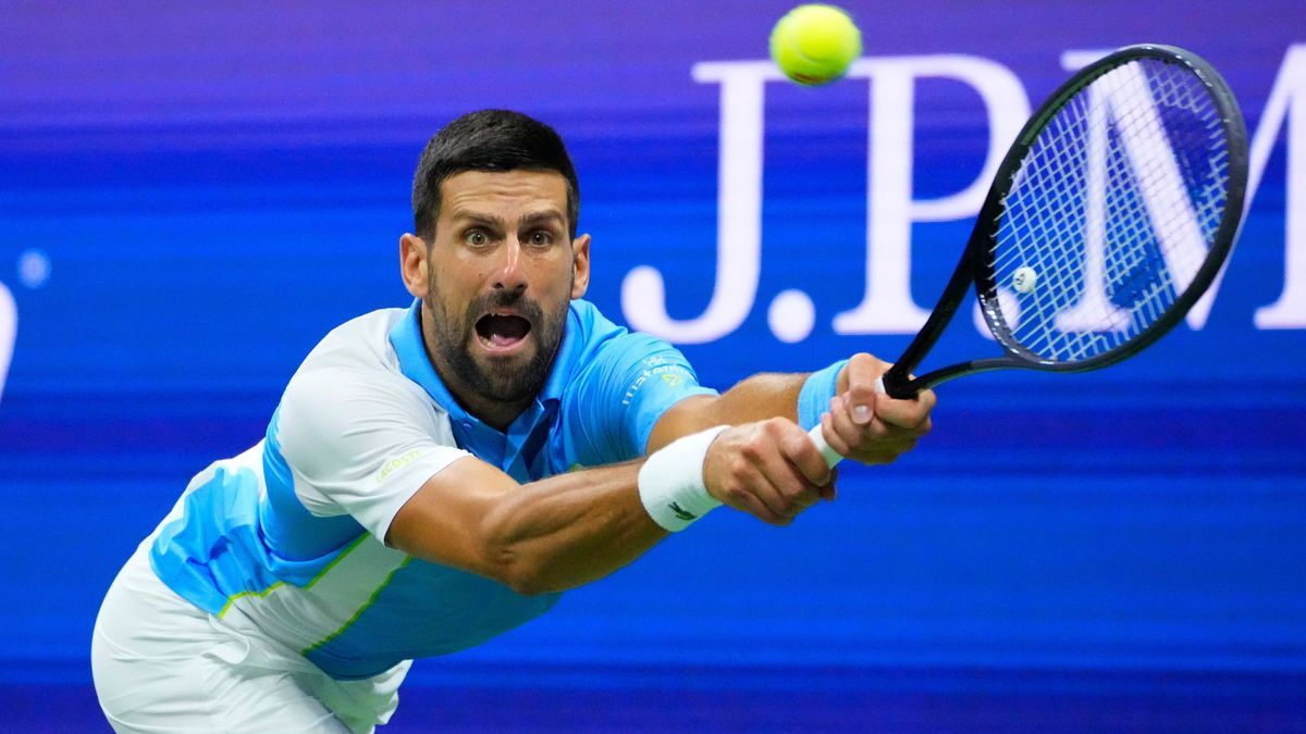 Tennis: US Open Sept 8, 2023; Flushing, NY, USA; Novak Djokovic of Serbia hits to Ben Shelton of the USA in a men’s singles semifinal on day twelve of the 2023 U.S. Open tennis tournament at USTA B...